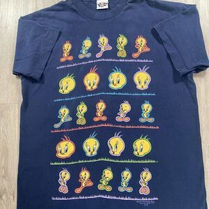 Vintage 1995 Looney Tunes Tweety Bird T-Shirt TV Cartoon Men’s‎ Size XL Blue